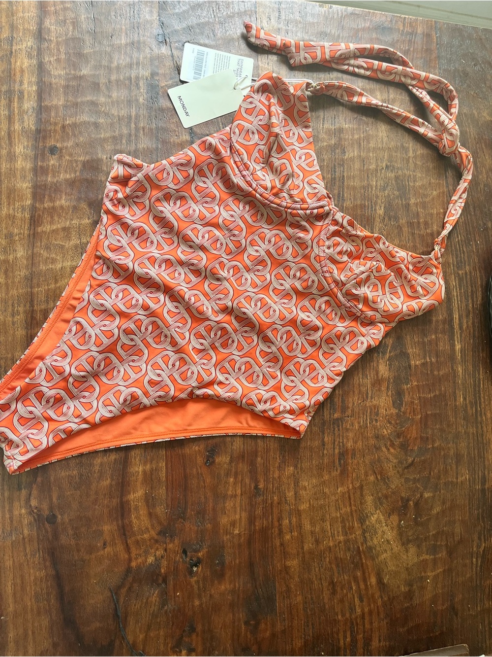 NWT Monday Swimwear Honolulu one piece Chain Geo Sz V voluptuous 12-14